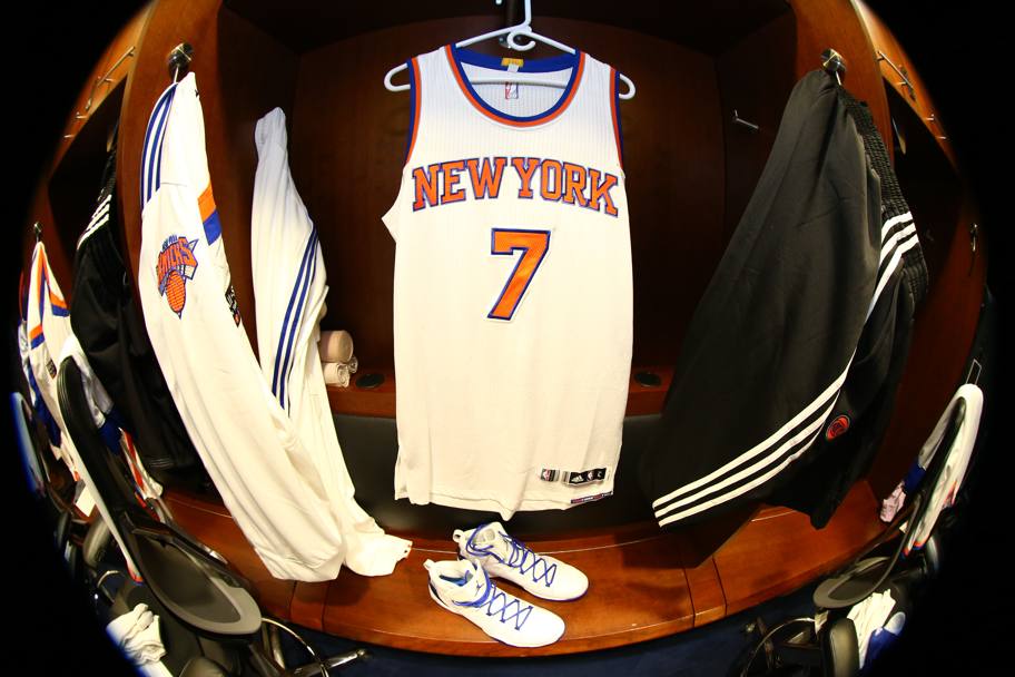 La maglia numero 7 dei Knicks di Carmelo Anthony, quella con cui ha sfondato quota 20mila punti. Ripercorriamone la carriera (Nbae/Getty)